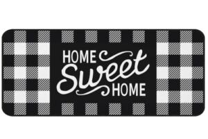 ROMAMIGO Buffalo Plaid Check Kitchen Rug Non Slip Kitchen Floor Mat 20 x 47 Inch, Cushioned Standing Home Sweet Home Area Rugs Runner for Kitchen Decor and Accessories