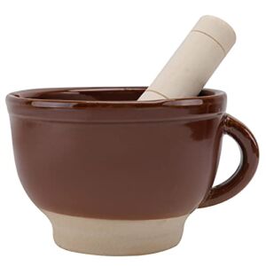 generic Ceramic Mortar Bowl with Wooden Pestle Garlic Pugging Pot Herb Mills Mincers for Home Kitchen As Shown