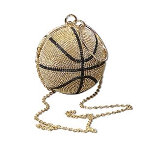 YouRouDesign FTSOP Rhinestone Basketball Clutch Purses for Women’s Evening Handbags Sports Gold A