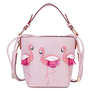 Small Flamingo Drawstring Bucket Shoulder Bag Women Handbag Crossbody Bag Bucket Tote Purse