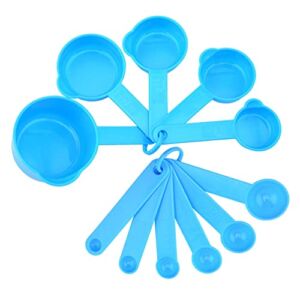 11 Pcs Plastic Measuring Spoons and Cups Set for Home Kitchen Baking Cooking, Blue