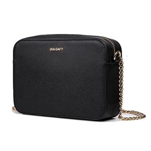 Elegant Faux Leather Crossbody Purse Bag For Women – Over The Shoulder Small Crossbody Purse With Gold Chain And Hardware – Women’s Jet Set Cross Body Bag (black)