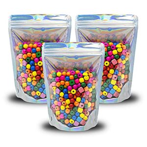 100 Pcs Holographic Resealable Mylar Bags – 5×7 Inch Smell Proof Ziplock Heat Sealable Stand Up Pouches Parties Small Business Packaging – WaldOaks