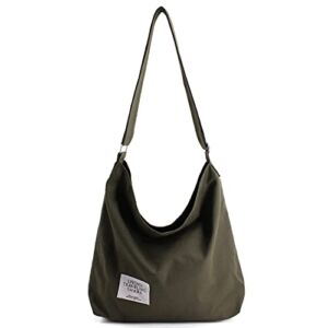 TANOSII Canvas Tote Bag Womens Hobo Handbag Casual Shoulder Bag Shopping Bag Large Size Crossbody Bag Green