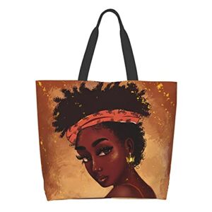 EZYES Woman Tote Bag African American Women Shoulder Handbag For Daily Use Lightweight Durable