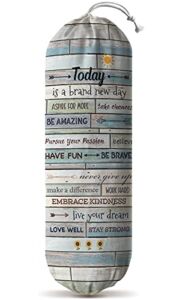 Hglian Inspirational Grocery Bag Storage Dispenser Today Is A New Day Quotes Plastic Bag Holder Organizer Container for Shopping Trash bags -Teal Motivational Kitchen Décor Canvas Art 23×9