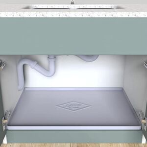 Eapele Under Sink Mat Kitchen Cabinet Tray,34″x22″,Flexible Waterproof Silicone Made, Hold up to 3.3 Gallons Liquid (Gray)