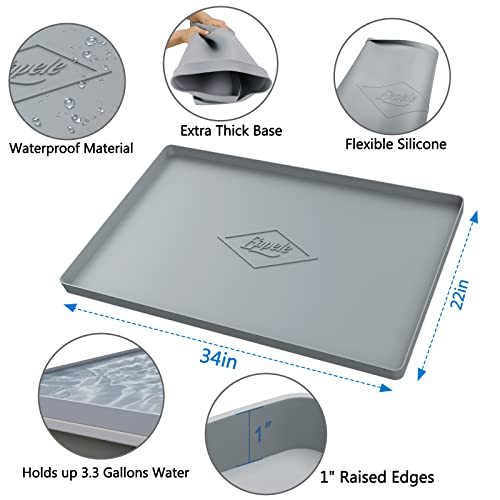 Eapele Under Sink Mat Kitchen Cabinet Tray,34″x22″,Flexible Waterproof Silicone Made, Hold up to 3.3 Gallons Liquid (Gray) | The Storepaperoomates Retail Market - Fast Affordable Shopping