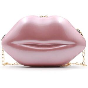 Ondeam Lip Purse Evening Bag,PU Banquet Crossbody Shoulder Bag for Women(Pink)