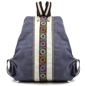 Women Canvas Backpack Daypack Casual Shoulder Bag, Vintage Heavy-duty Anti-theft Travel Backpack
