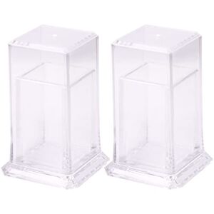 ONLYKXY 2pcs Acrylic Toothpick Box 5x5x7.5CM/1.9＂x1.9＂x２.９＂Rectangle Shape Clear Toothpick Holder With Cap For Home Kitchen Storage Gadgets Creative Portable Toothpick Box Decorative Glass（Clear）