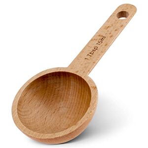 Wooden Coffee Spoon in Beech, Houdian Coffee Scoop Measuring for Coffee Beans, Whole Beans Ground Beans or Tea, Home Kitchen Accessories, Coffee Scoop – 1 Pack, 15ml