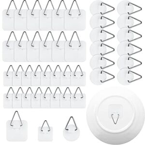 40 Pieces Invisible Adhesive Plate Hanger Round Vertical Plate Holder Self-Adhesive Wall Plate Hanger Self-Adhesive Wall Dishes Hook Rubber Plate Wall Hanger for Bathroom Kitchen Department Office