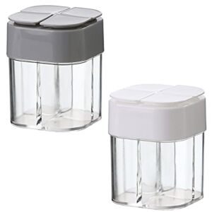 JOJOCY 2 Pack 4 Grids Spice Container,4 Grids Flip Empty Spice Dispenser, Crystal Seasoning Shaker Can Filter lump for Travel Home Kitchen Cooking BBQ