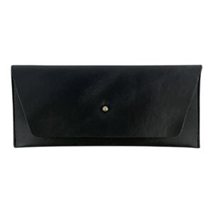 Hide & Drink, Long Utility Pouch Handmade from Full Grain Leather – Stylish Wallet for Carrying and Storing Cash, Coins, Cards – Vintage, Minimalist Style Clutch, Makes a Great Gift (Charcoal Black)