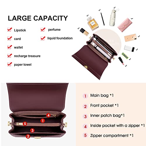 Cnoles Crossbody Purse for Women Trendy Bag Genuine Leather Shoulder Cell Phone Bags Wallet Handbags Wine Red | The Storepaperoomates Retail Market - Fast Affordable Shopping