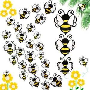 48 Pieces 3D Bee Stickers Yellow Bumblebee Decor Removable Mural Decals Honey Bee Clings for Home Office Fridge Decorations Party Supplies,3 Sizes