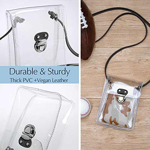 HOXIS Clear PVC Small Crossbody Bag for Stadium Approved Womens Purse Transparent Shoulder Bag Cell Phone Pouch (Black) | The Storepaperoomates Retail Market - Fast Affordable Shopping