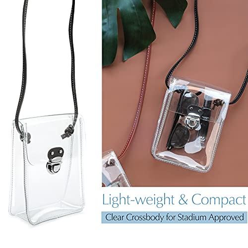 HOXIS Clear PVC Small Crossbody Bag for Stadium Approved Womens Purse Transparent Shoulder Bag Cell Phone Pouch (Black) | The Storepaperoomates Retail Market - Fast Affordable Shopping