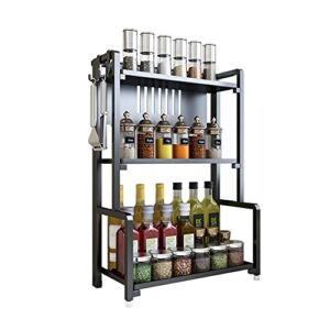 Stainless Steel Spice Rack Organizer Foldable Without Installation, 3 Tier LargeSeasoning Rack for Home & Kitchen, Black (Flat)