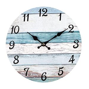 Homotte Wall Clock, 10 Inch Battery Operated Clocks Living Room Decor, Silent Non-Ticking Bathroom Wall Clock, Round Country Retro Rustic Style Wall Clock for Christmas Home Bedroom Office