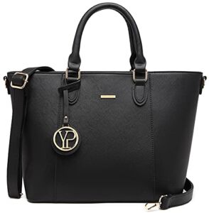 YPuzro Handbags for Women Leather Work Tote Bags Ladies Fashion Shoulder bag Top Handle Satchel Purse Bags (Black2)
