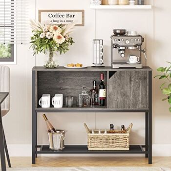 Bestier Kitchen Sideboard with Storage Buffet Cabinet Coffee Bar with Adjustable Shelves Console Table for Kitchen Dinning Room Living Room Hallway Entrance, Gray | The Storepaperoomates Retail Market - Fast Affordable Shopping