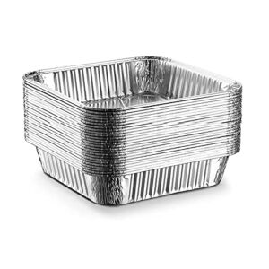 25pack- 8 x 8 Aluminum foil Pans Disposable Heavy Duty Square baking Cake Pans, Cooking Tins Homemade Breads Oven Pans,Foil Pans, Baking cake Pans Roasting Pans