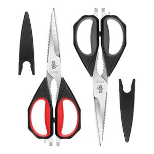 LIVINGO Kitchen Scissors, 2 Pack 9.25″ Utility All Purpose Poultry Shears Heavy Duty Dishwasher Safe, Come Apart Sharp Stainless Steel Cooking Food Scissors for Cutting Meat, Chicken, Vegetable, Fish