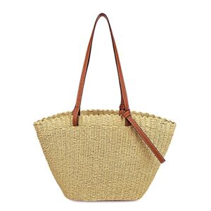 Handwoven Rattan vintage purse Bag Hollow Out Straw Beach Bag Handbag Beach Sea tote Basket Straw vacation Bag (brown)