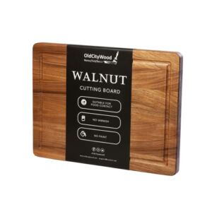 Walnut Wood Cutting Board For Kitchen 16×12” with Juice Groove, Chopping Board Made of Walnut Wood for Meat, Cheese and Vegetables (Large, 16×12 inch)