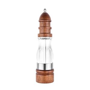 NCRD Wood and Acrylic Salt and Pepper Mill Set, Pepper Grinders, Salt Shakers with Adjustable Ceramic Rotor, Hand Grinding Mechanism Spice Pepper Grinders for Home Kitchen Use – 8 inches -Pack of 2