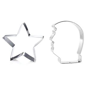2 Pcs Funny Cookie Cutter Shape Mold and Star Stainless Steel Metal Shaper Mould Election Party Supplies Home Kitchen Dining Decor USA Patriotic Sign DIY Baking Tool