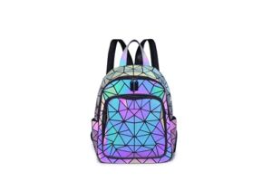 Women Geometric Luminous Backpack Handbag Fashion Shoulder Bag Lingge Flash Travel Rucksack 1304