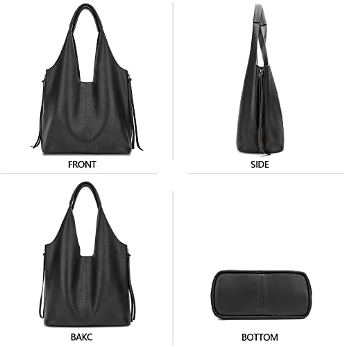 Blofinche Genuine Soft Leather Tote Bag Women Hobo Handbag Black Shoulder purse Large Capacity | The Storepaperoomates Retail Market - Fast Affordable Shopping