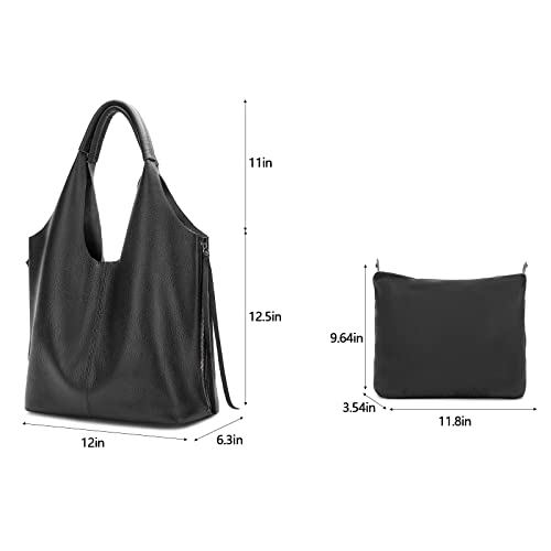 Blofinche Genuine Soft Leather Tote Bag Women Hobo Handbag Black Shoulder purse Large Capacity | The Storepaperoomates Retail Market - Fast Affordable Shopping
