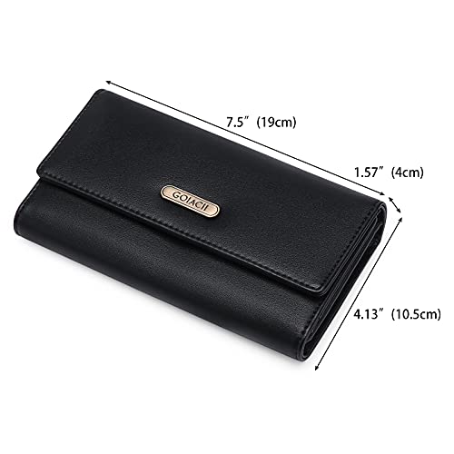 GOIACII Women’s Wallet RFID Blocking Trifold Long Clutch Purse Ladies Wallets Vegan Leather Card Holder with Zipper Coin Pocket | The Storepaperoomates Retail Market - Fast Affordable Shopping