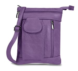 Krediz Soft Genuine Leather Crossbody Bag – On-the-Go Leather Crossover Purse for Women (Plus, Purple)