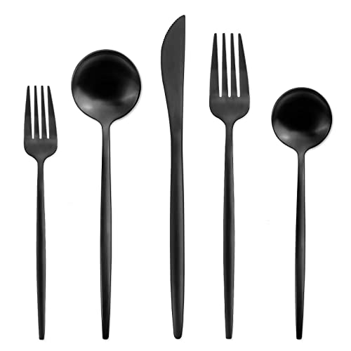 OPOLIA 30-Piece Matte Black Silverware Set for 6,Stainless Steel Flatware Cutlery Set, For Home Kitchen Restaurant Hotel, Dishwasher Safe | The Storepaperoomates Retail Market - Fast Affordable Shopping