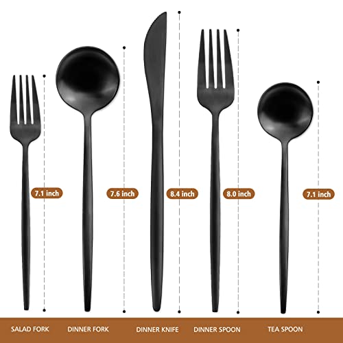 OPOLIA 30-Piece Matte Black Silverware Set for 6,Stainless Steel Flatware Cutlery Set, For Home Kitchen Restaurant Hotel, Dishwasher Safe | The Storepaperoomates Retail Market - Fast Affordable Shopping