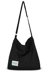 Your Cozy Women’s Retro Large Size Cotton Shoulder Bag Hobo Crossbody Handbag Casual Tote For Shopping and Travel (Black)