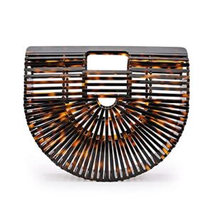 Sorozien Handmade Acrylic Clutch Handbag Large Ark Tote Bag Top Handle Ark Purse for Summer Beach Party Travrying Vacation (Amber, Large:L9.3 * W2.6 * H8.6 Inches)