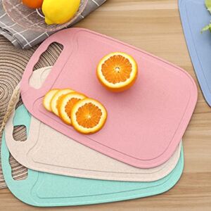 3 Pack Mini Kitchen Cutting Board Mats Small Fruit Cutting Board Wheat Straw Plastic Cutting Boards Set Dishwasher Safe, Juice Grooves, Thicker Boards Easy Grip Handle, Non Porous(13 Inch x 8.5 Inch)