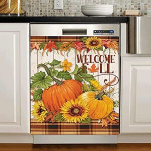 Thuepak Pumpkin Magnets Welcome Fall Dishwasher Cover,Autumn Harvest Refrigerator Magnetic Decal Kitchen Decor,Yellow Maple Leaf Sticker Panel Magnet For Home Appliance Fhar 01-3 Magnet: 23Wx17H inch