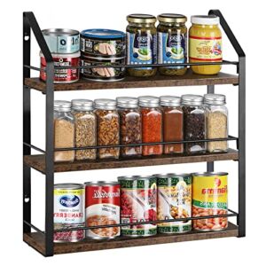 OYEAL Spice Rack Organizer Hanging Kitchen Spice Storage Shef 3 Tier Wall Mount Seasoning Organizer for Bathroom, Pantry, and Living Room, Rustic Brown 