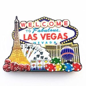 3D Las Vegas Skyline Fridge Magnet Home & Kitchen Decorative Magnetic Sticker, Classic Las Vegas Souvenir, Natural Resin Sign