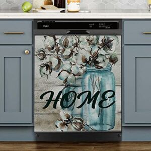 Dishwasher Magnet Cover,Pastoral Style Dishwasher Magnet Cover,Home Kitchen Decoration,Rustic Idyllic Style Sticker Decorative Refrigerator,Vase Flower Magnetic Decals Sheet 23 W x 26 H Inch