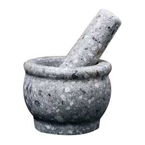 NCRD Mortar and Pestle Set Natural Stone Grinding Bowl Home Kitchen Gadget Multi-Function Grinder
