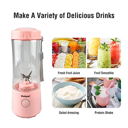 Modquen personal blender, portable blender for shakes and smoothies, Cordless Juicer Cup for Gym, Home and Office, 13.5oz (Pink) | The Storepaperoomates Retail Market - Fast Affordable Shopping