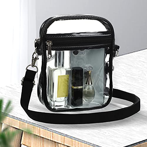 2 Pcs Clear Crossbody Purse Bag Stadium Approved Bag Transparent Shoulder Bag for Sports Games Concerts and Festivals (Black) | The Storepaperoomates Retail Market - Fast Affordable Shopping